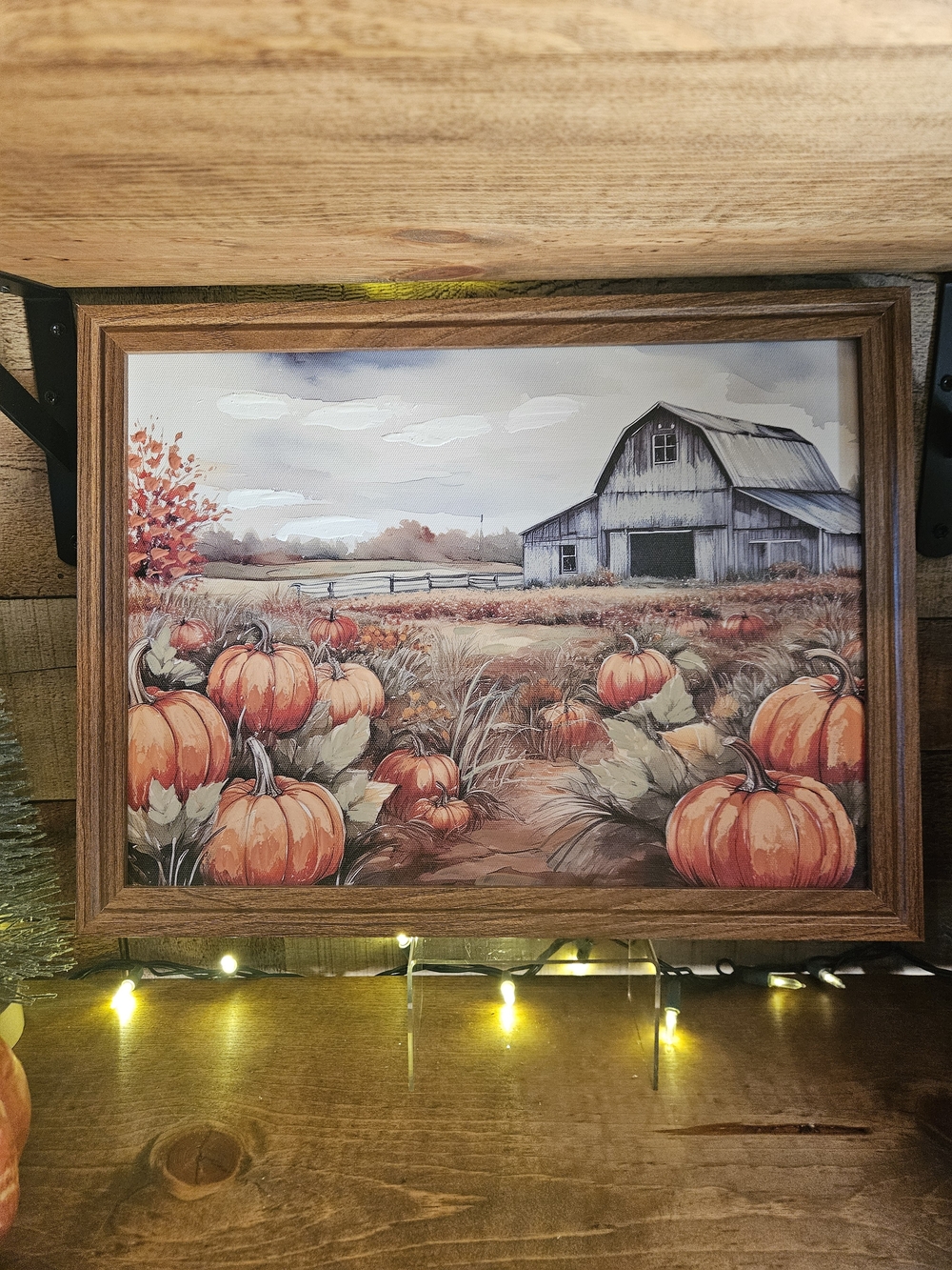 Autumn Pumpkin Barn Wall Art - Orange